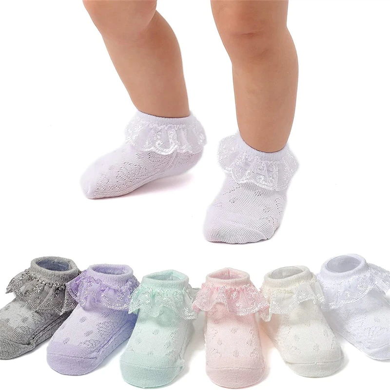 Summer Children's Socks Classic Candy Colors Retro Lace Ruffle Frilly Ankle Short Cotton Mesh Socks Kids Princess Baby Girl sox
