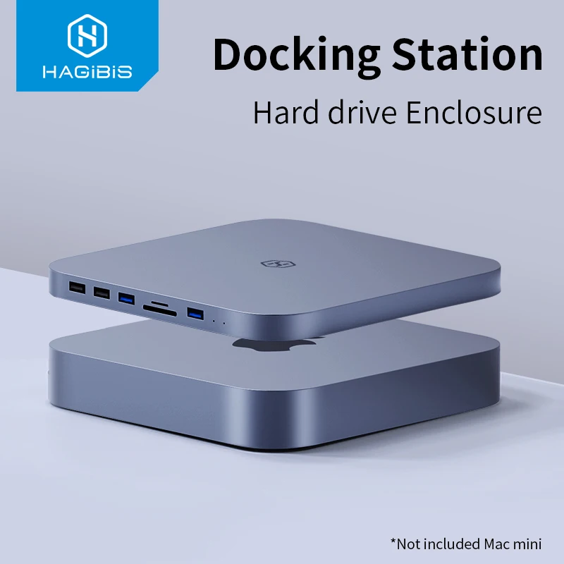 Hagibis USB-C Hub with SATA Hard Drive Enclosure for Mac mini USB 3.0 hub for 2020 NEW Mac mini M1 Type-C SSD Case SD/TF Reader