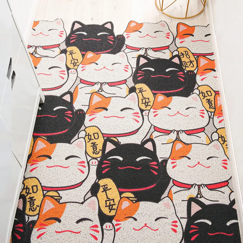 Cartoon Printed Door mat Geometry PVC Silk loop door mat Entrance Rubbing dust Custom irregular shape rug Anti-slip Mat