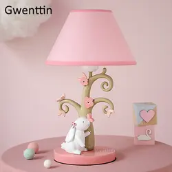 Мультфильм девочек настольные лампы лампа «кролик» современные светодиодная подставка настольная светильники для детская спальня