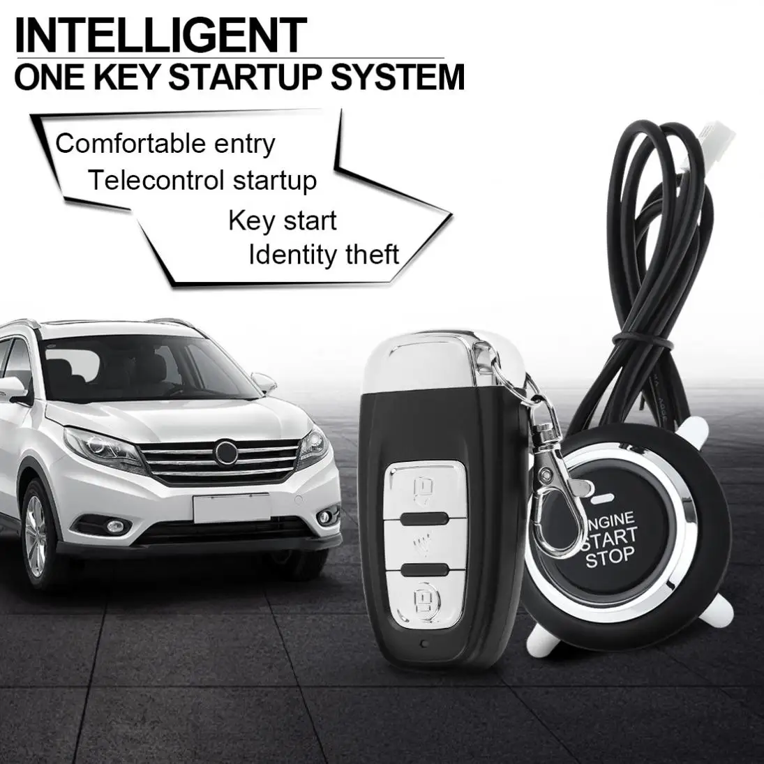 

PKE Car Smart Alarm Remote Initiating System Start Stop Engine System with Auto Central Lock and Keyless Entry New