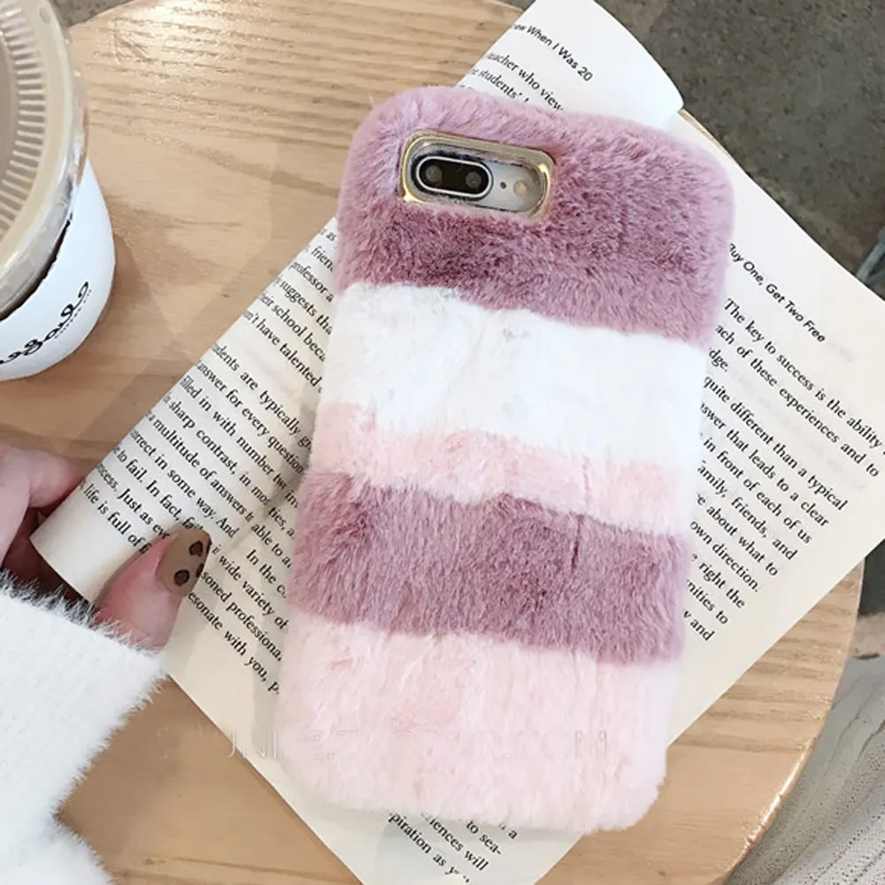 pink LLZ.COQUE милый меховой плюшевый Алмазный чехол для телефона для IPhone 11 Pro XS Max XR X 6 6S Plus 5 5S SE 7 8 Plus теплый меховой чехол Coque Capa - Цвет: pink