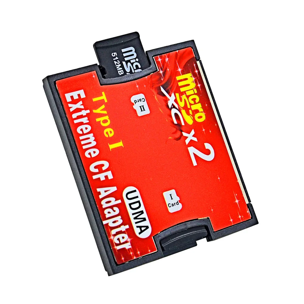 2 x Slot micro SD TF Memory Card to Compact Flash CF Type I Adaptor Converter