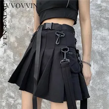TVVOVVIN, Новинка лета весны, Япония, Корея, стиль, выше колена, мини, пэтчворк, с поясом, темперамент, Женская плиссированная юбка X199