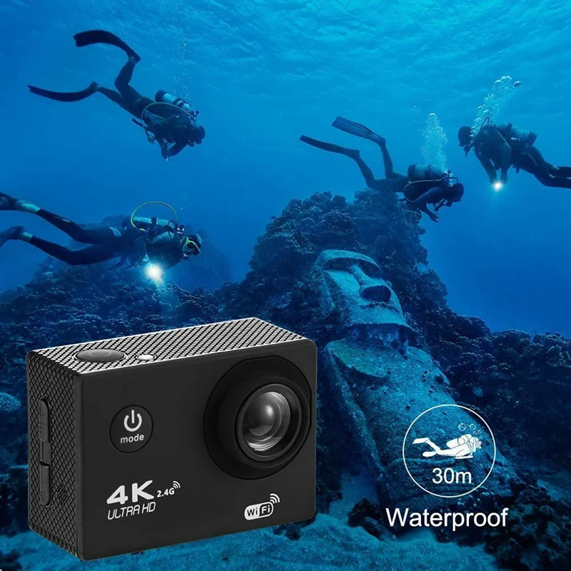 ABHU-4K Wifi Экшн-камера 1080P Hd 16 МП камера на шлем Водонепроницаемая Dv с дистанционным управлением спортивная видео Dvr