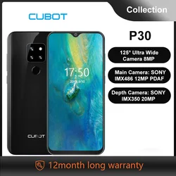 Смартфон Cubot P30 4 Гб RAM + 64 ГБ ROM Памяти 6,3 дюймэкран капли воды FHD+ 2340x1080p Android 9,0 Pie Система Helio P23 SONY AI задние тройные камеры Телефон Поддержка Распозна...