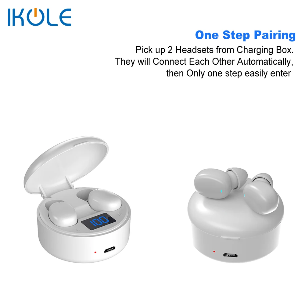 IKOLE TWS Bluetooth 5 0 Беспроводные наушники с ЖК дисплеем зарядка Cass Stereo HIFI Deep Bas