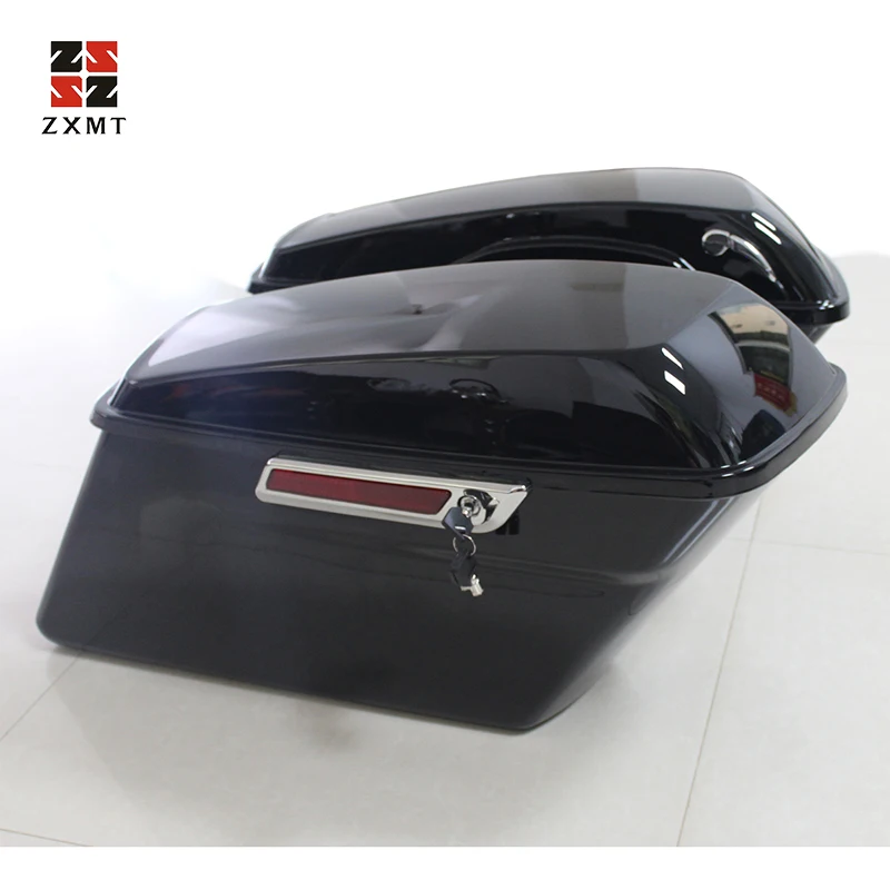 

ZXMT Painted Hard Saddle Bags Vivid Black Stretched Extended Saddlebags Fit For Harley-Davidson Touring Models 2014-2019