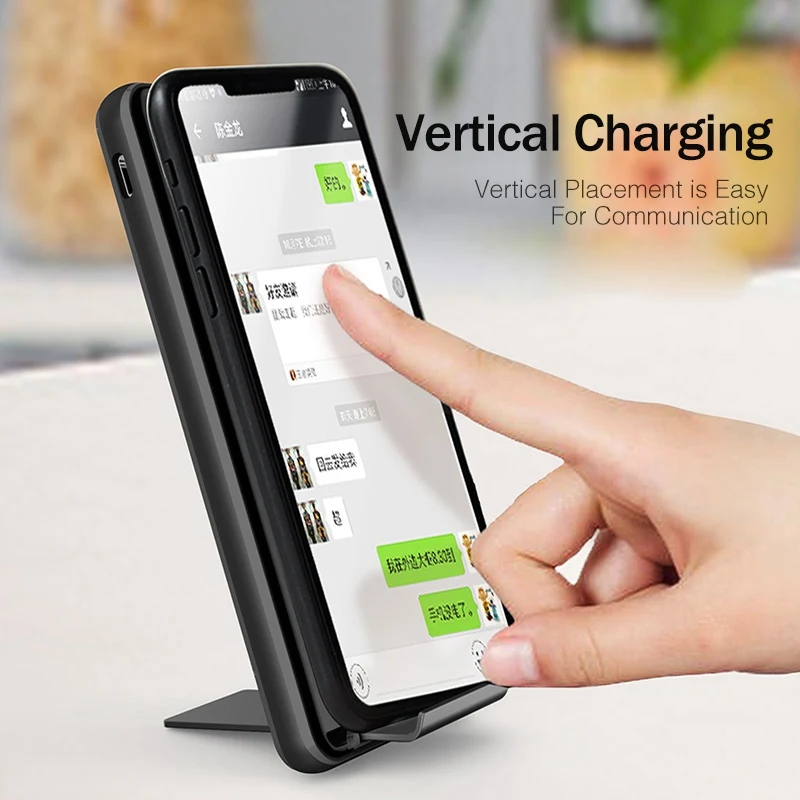 YKZ 5000mAh Qi Беспроводное зарядное устройство Powerbank для iPhone X светодиодный дисплей повербанк двойной USB вертикальное Беспроводное зарядное устройство Внешняя батарея