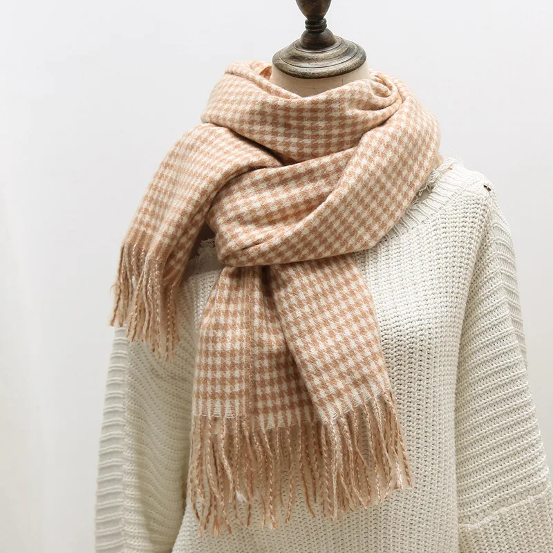 New small thousand birds faux cashmere shawl soft texture flow su sizzle plaid scarf neck - Цвет: Другое