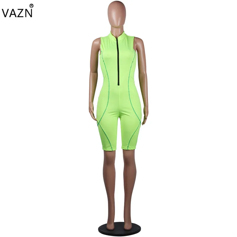 VAZN MD225 Новые 3 цвета возраст снижение Твердые повседневные спортивные костюмы Повседневная Женская молния на бретелях рукав эластичный женский пляжный костюм