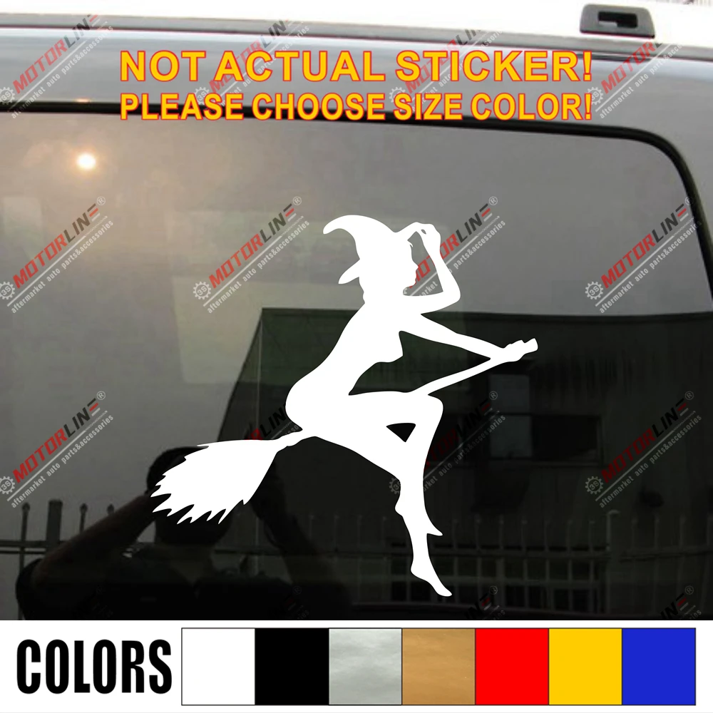 Стикер Witch on Broom Wicca Sexy Lady Girl Виниловая наклейка для автомобиля выберите размер и