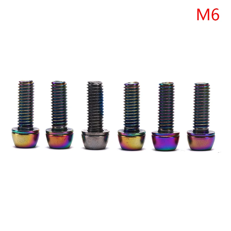 M6X18MM rainbow 6 шт. велосипедный винт для руля с титановым покрытием Радужный Горный Руль для велосипеда M5* 18 мм M6* 18 мм 304 винт из нержавеющей стали - Цвет: M6X18MM rainbow