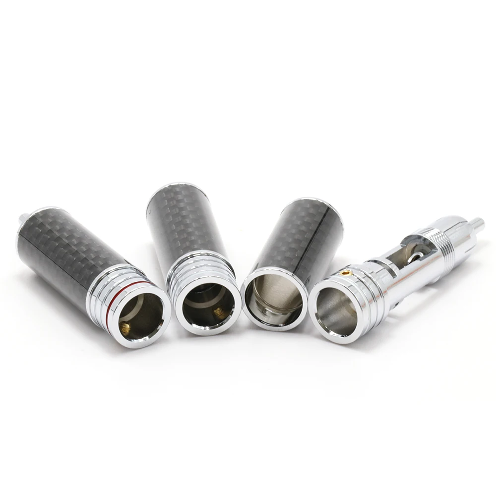 4 шт. HIFI хромированный RCA разъем, соединительный кабель разъем, аудио аксессуары из углеродного волокна RCA терминал