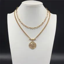 Новая мода, Трендовое золотое покрытие, подвеска для монет, специальное подвесное многослойное ожерелье для женщин и девушек