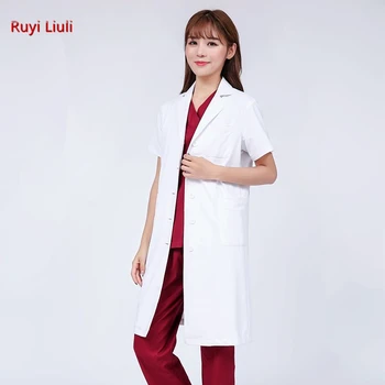 

High-end Medical clothing women Medical gown Lab coat White coat Clothes for doctors Summer and Spring