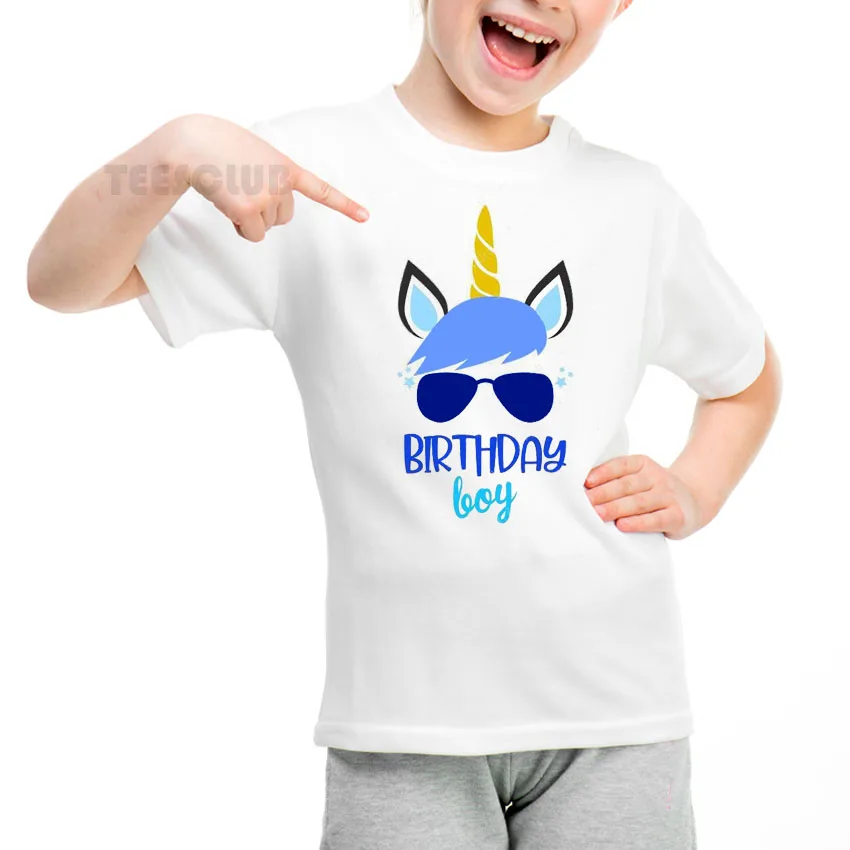 

Boy T shirt Unicorn Face Happy Birthday T-shirt For Kids Birthday Boy Print Short Sleeve Summer Tops Cartoon Tshirt
