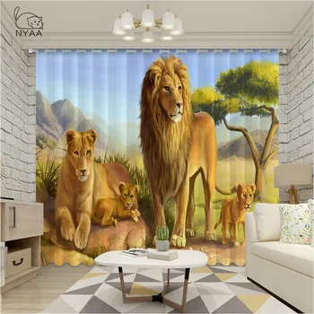 

3D Animal Jungle Custom Windows Curtain Cartoon Living Room Bedroom Kitchen Curtains For Children Drapes Dropship Micro Shading
