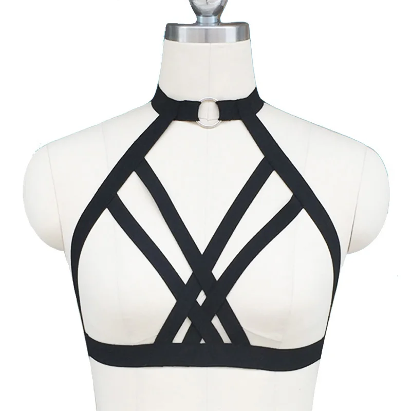 Sexy Neck Cross Elastic Harness Bra, Women Sexy Bra Cross