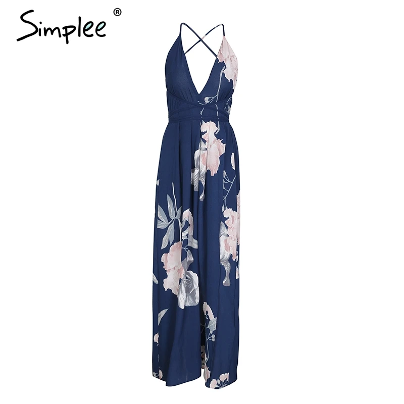 Летнее женское шифоновое платье Simplee на шнуровке с открытой спиной и V образным