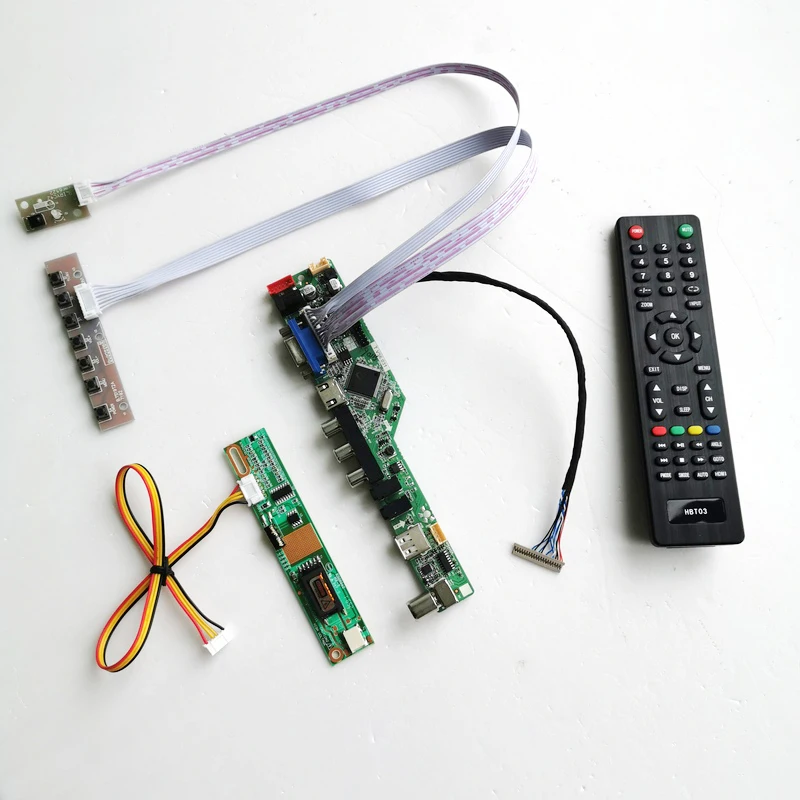Для HT14X13 101/102/201 T.V56 карта привода 1CCFL LVDS 20Pin HDMI VGA AV USB RF Φ + пульт клавиатура DIY