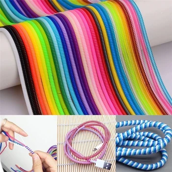 

1.5M Color phone Wire Cord Rope Protector USB Charging Cable Bobbin Winder Data Line earphone Cover Suit Spring Sleeve twine