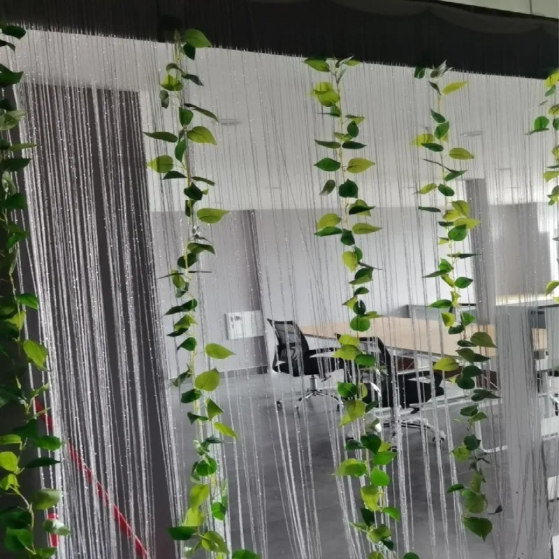 300X260 cm String Curtain Valance Shiny Tassel Line Curtain Solid Color Window Door Curtain Divider Drape Room Decor 2