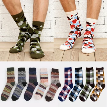

1/2/3pair Men's Long Socks Multi-color Hip Hop Funny Winter Warm Crew Socks Business Socks for Male Female Cotton Socks Meias