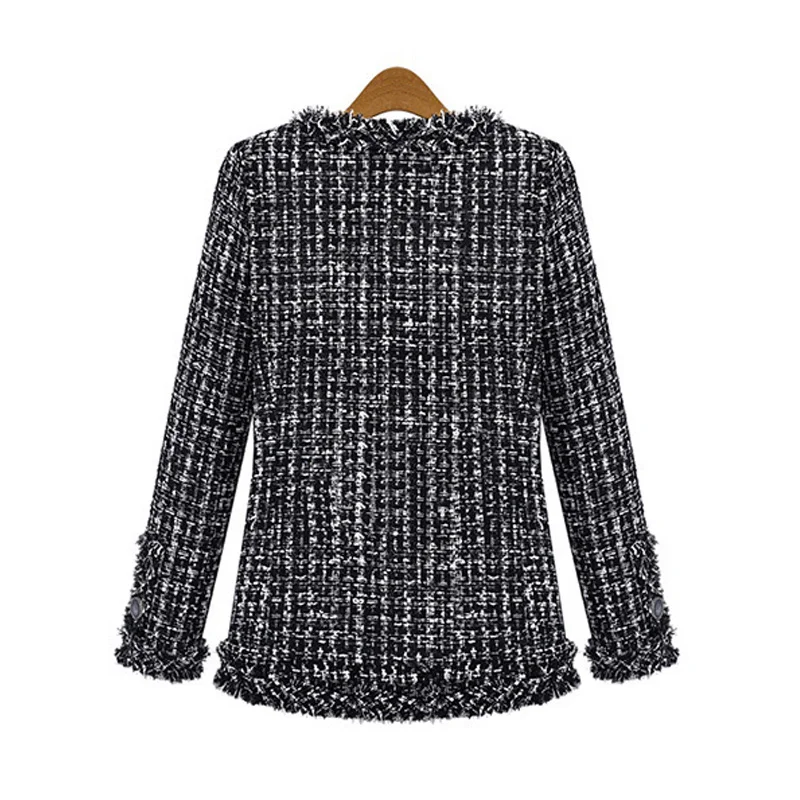 Finest  Women Plaid Jacket Outerwear 2020 Women Fashion Coat Autumn Winter Thin Black Checkered Tweed Casua