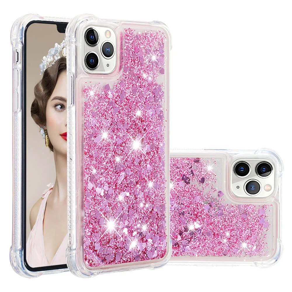 Мягкий чехол для iPhone 11 Pro Max 2019 с водой женщин и девушек прозрачные блестящие пески