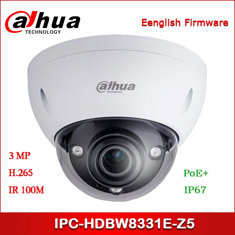 

Dahua IP Camera 3MP IPC-HDBW8331E-Z5 7mm ~35mm motorized lens WDR IR Dome Network Camera Support PoE+ Security Camera