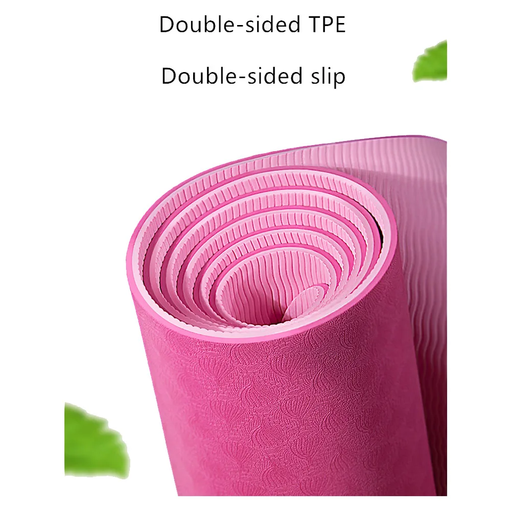 1830*610*8mm Double Color Yoga Mat Eco-Friendly TPE Material Anti-Slip Odorless Fitness Gym Home Tasteless Pad For Beginner