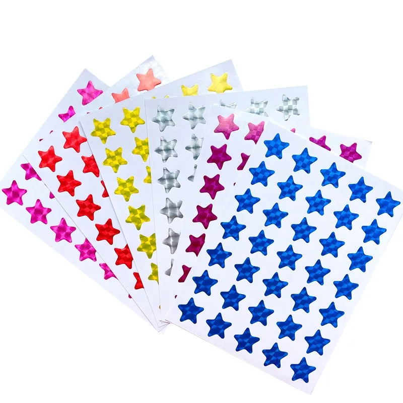 Pegatinas coloridas de estrellas de cinco puntas para niños, 350 piezas,  pegatinas de álbum de recortes, papelería, regalo láser, sobre impermeable  de 20mm - AliExpress