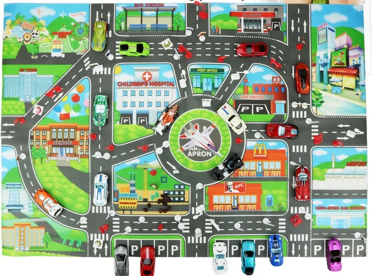 Дорожное движение игровой коврик автомобиль город парковочная карта английская