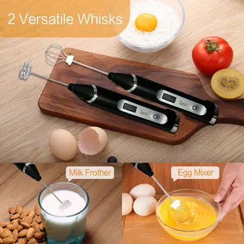 

Milk Frother Coffee Frother Electric Whisk USB Rechargeable 3-speed Adjustment Milk Bubbler for Coffee Beating Eggs LAD-