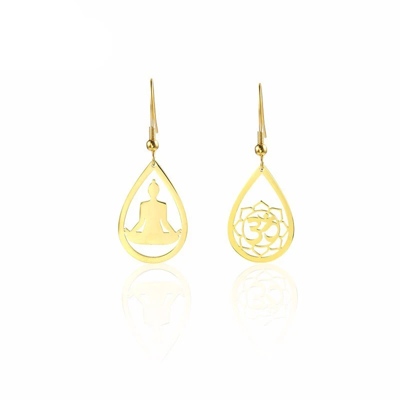 RIR Minimalism Indian OM Yoga Irregular Drop Earrings Stainless Steel Meditation Lotus Elegant Ladies Jewellery | Украшения и