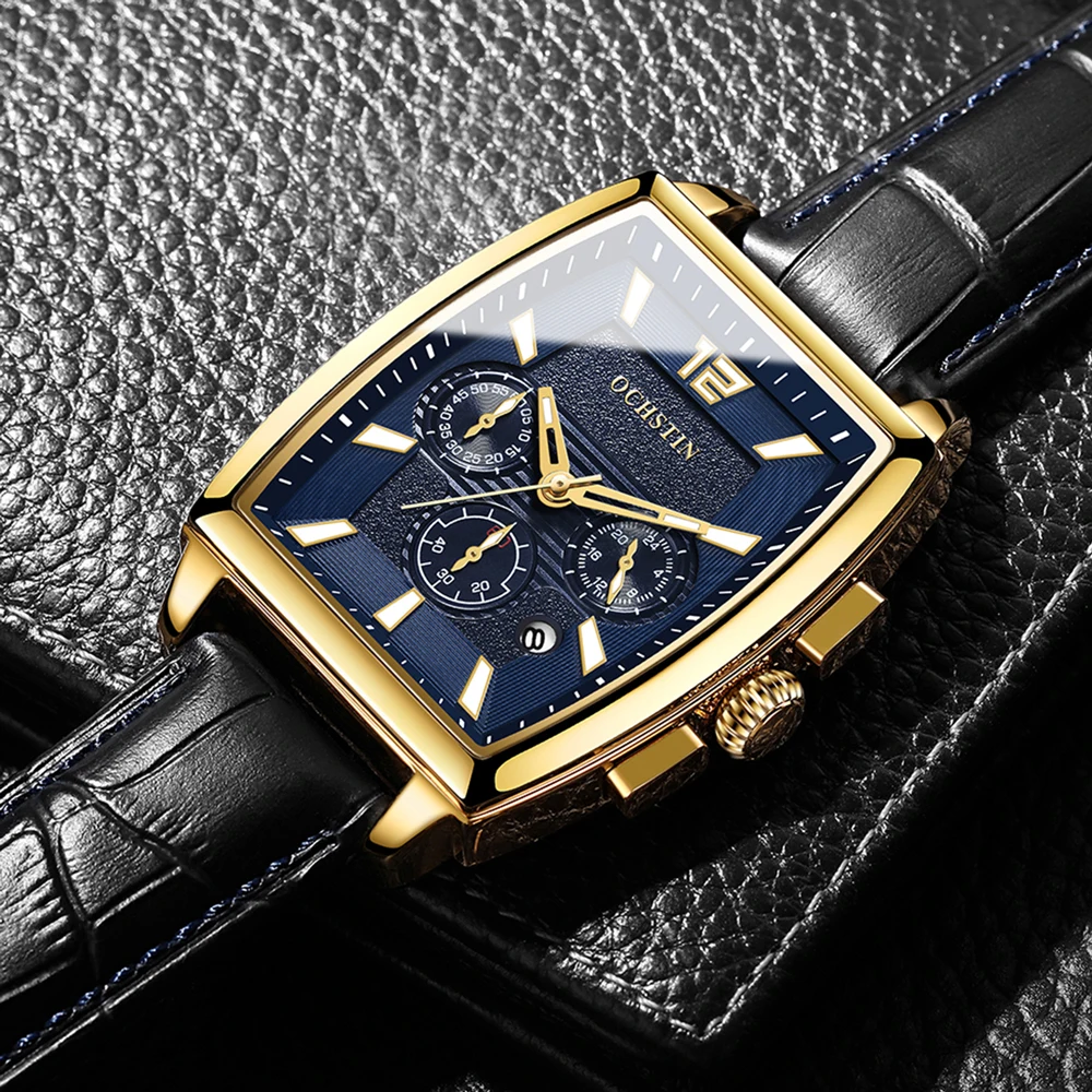 OCHSTIN Square Men Watch Business Waterproof Quartz Leather Wrist Watch Men Clock Male Relogio Masculino hodinky erkek kol saati