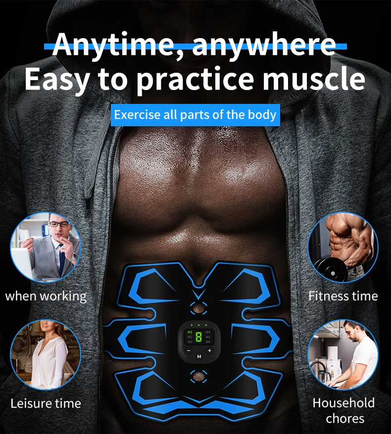 Abdominal Massager Belt Health Care EMS Arm Muscle Stimulator Silicone+Abs Shiatsu Smart Wireless Vibro Massage Physiotherapy