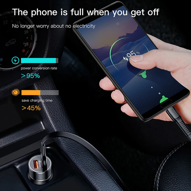 Быстрое зарядное устройство Baseus с двумя USB портами 36 Вт QC 3 0 автомобильное быстрое