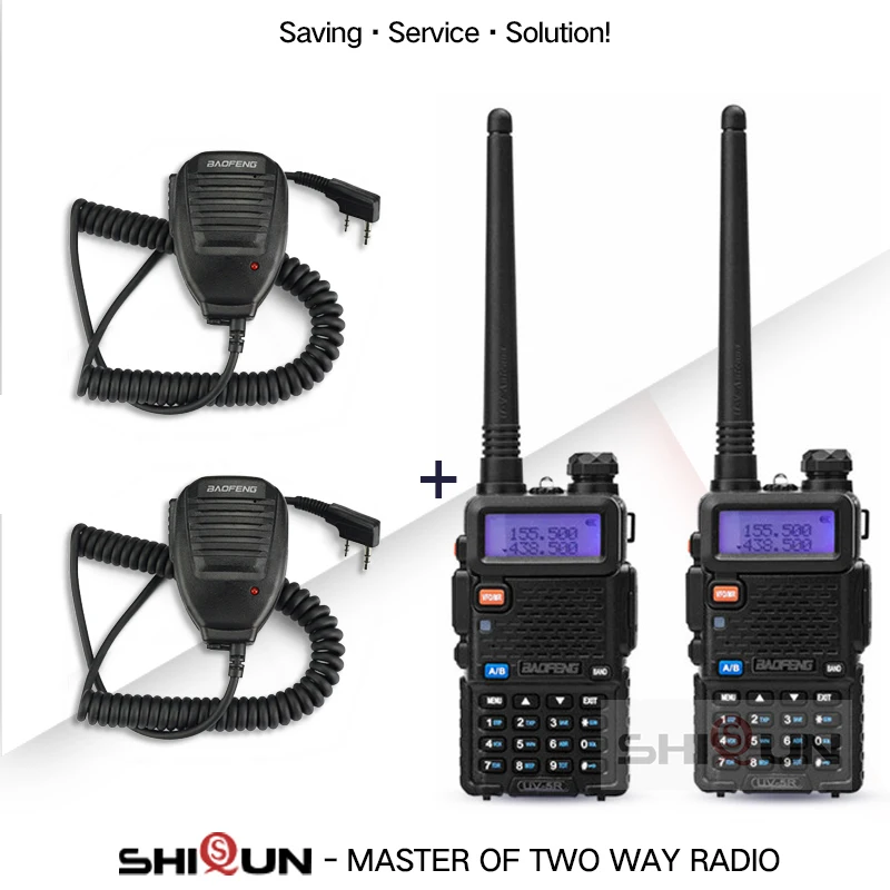 2 шт. Baofeng BF-UV5R Любительское радио портативная рация Pofung UV-5R 5 Вт VHF/UHF радио двухдиапазонное двухстороннее радио UV 5r CB радио - Цвет: Black-Mic