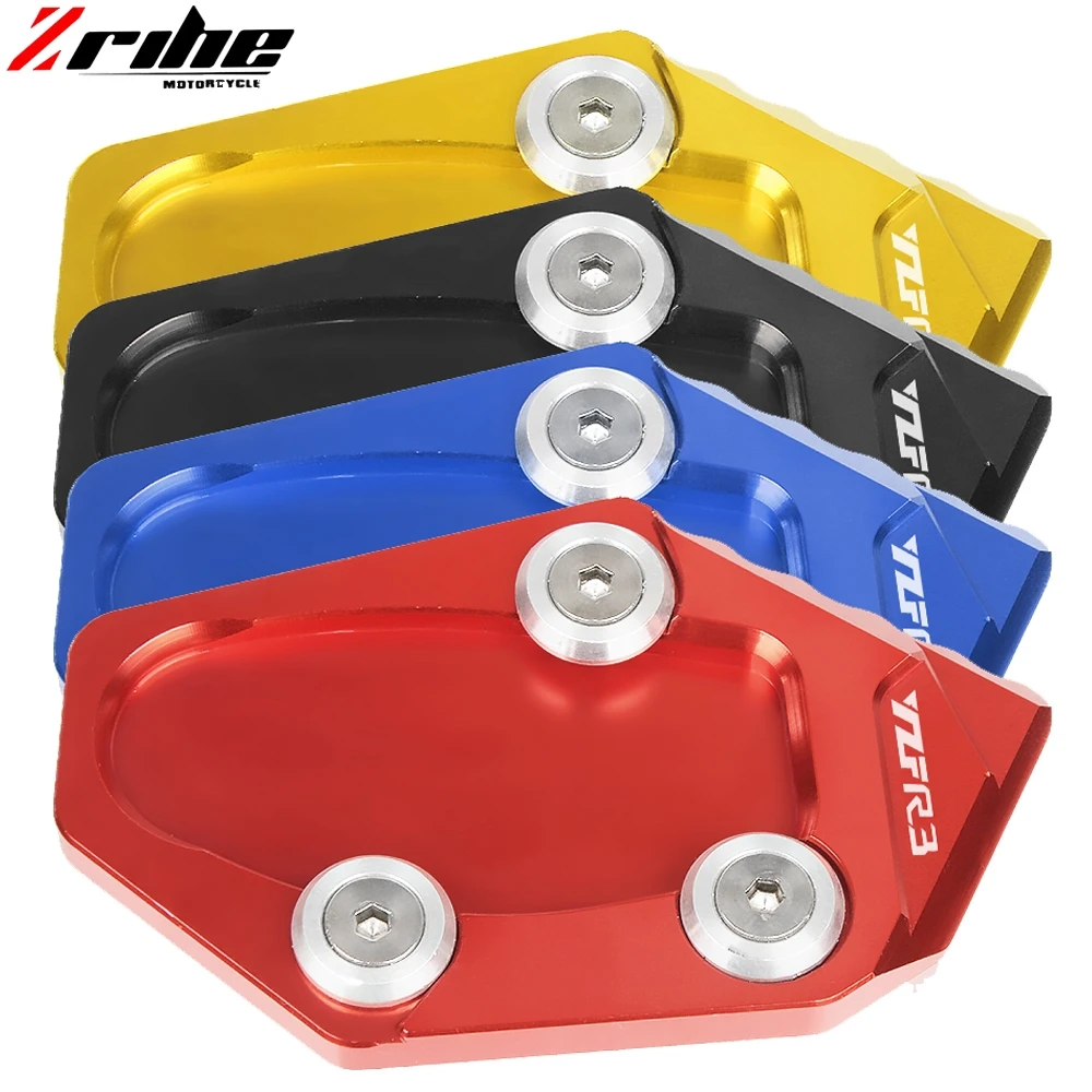 

For Yamaha YZF R3 YZF-R3 2015 2016 Motorcycle CNC Aluminum Foot Kickstand Extension Pad Plate Side Stand Enlarger YZF R3 LOGO