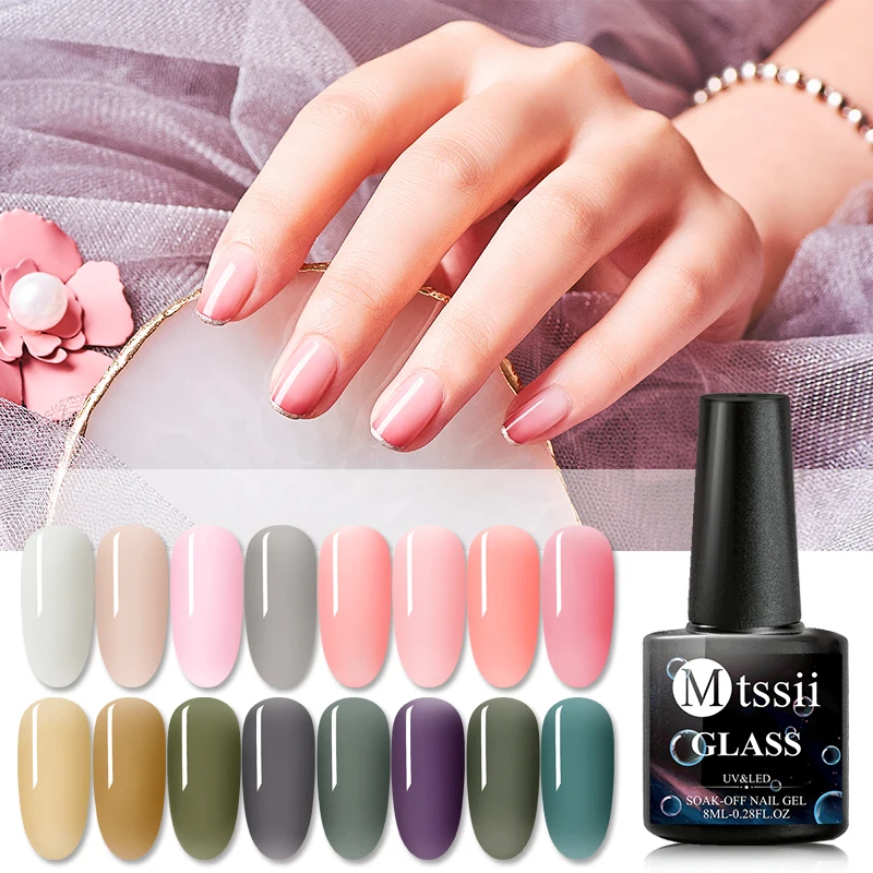 

Mtssii Pink Jelly Nail Gel Polish Semi-transparent Varnish Polish Semi Permanant Soak Off Nail Art Top Base UV Nail Gel Lacquer