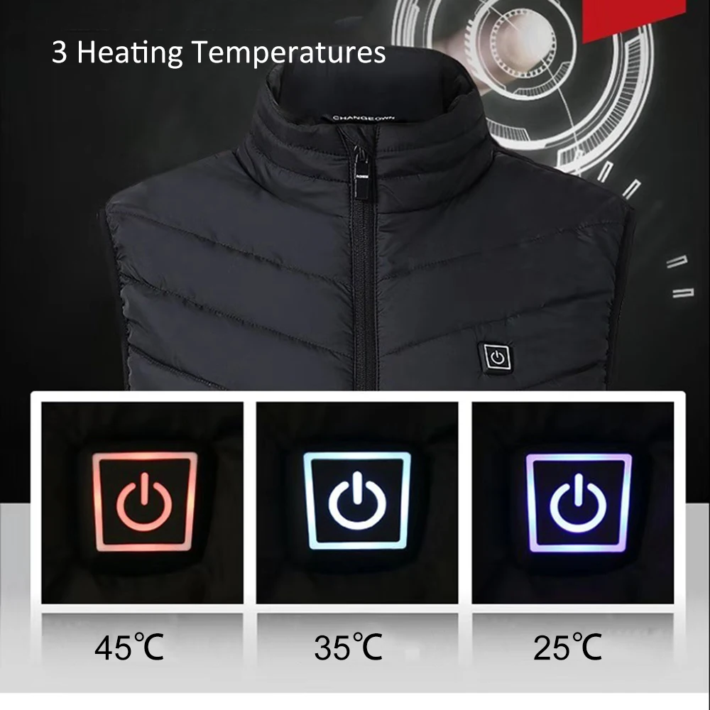 Удобный теплый жилет с электрическим подогревом и USB на спине, мужская хлопковая куртка без рукавов, зимний теплый жилет для улицы