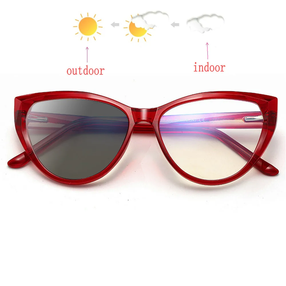 Oversized red sunglasses Frame Photochromic Nearsighted eyeglasses Female cat Myopia Glasses Finished 0 -0.5 -1.0 -1.5 NX | Аксессуары