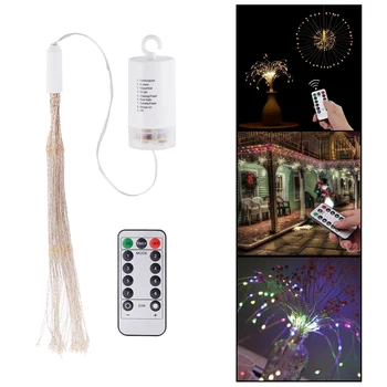 

20 LED Dimmable Starry String Lights 8 Modes Battery Operated DIY Fireworks Starburst Fairy Lighting with Remote Control