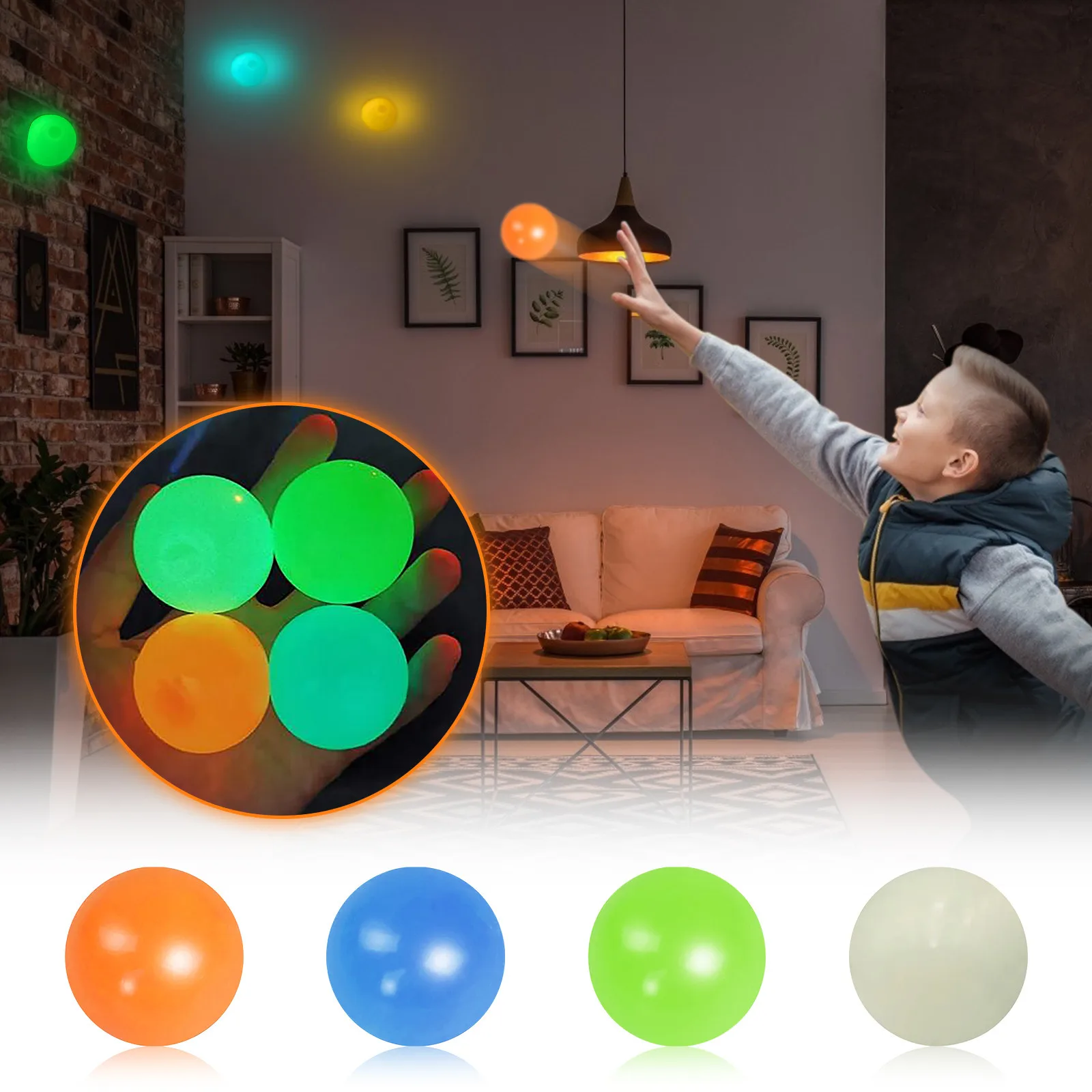 Stick Wall Ball Fluorescent Squash Xmas Sticky Target Decompression Throw Fidget Toy Kids Gift Novelty Stress Relief | Игрушки и хобби