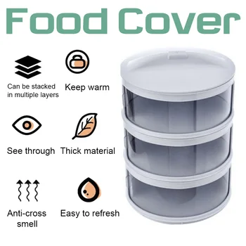 

Transparent Slid Door Anti Dust Keep Fresh Accessory Deodorant Multi Layer Kitchen Storage Food Cover Stackable Easy Clean