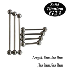HONGTU 1PC G23 Titanium Industrial Barbell 14G Cartilage Earring Tongue Nipple Bar Tragus Helix Body Piercing Jewelry 12-38mm