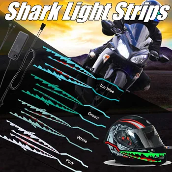 

2pc Shark Style Motorcycle Helmet Light Strip LED Night Signal Light Stripe Glowing Night Luminous Modified Strip Helmet Sticker