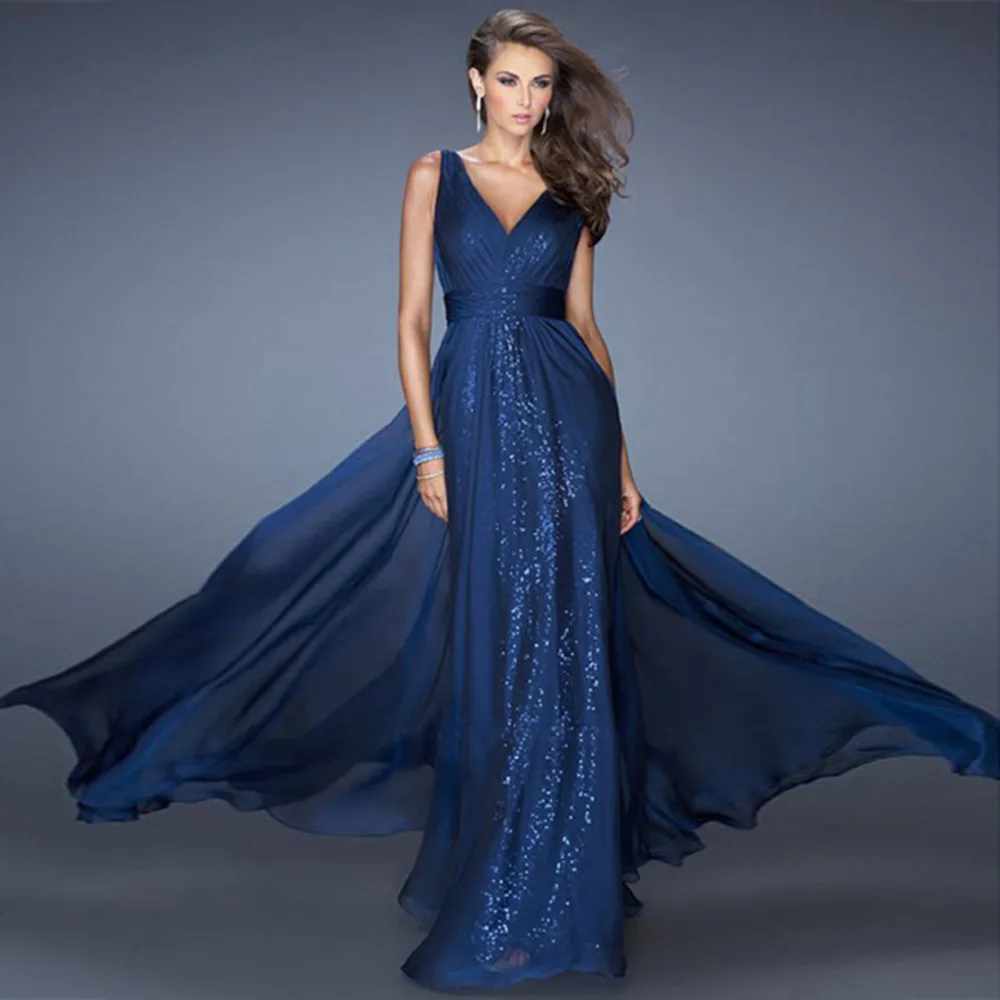 

Zoe Saldana Women Evening Party Dresses sequin sexy v-neck backless high waist ladies elegant Prom Gowns Robe De Soiree